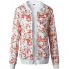 imageECOWISH Womens Casual Floral Zip Up Bomber Jacket Coat Lightweight Short Camo No Lining Outwear Tops Windbreaker with Pocket333 White Floral