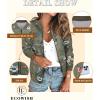 imageECOWISH Womens Casual Floral Zip Up Bomber Jacket Coat Lightweight Short Camo No Lining Outwear Tops Windbreaker with Pocket333army Green1