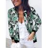 imageECOWISH Womens Casual Floral Zip Up Bomber Jacket Coat Lightweight Short Camo No Lining Outwear Tops Windbreaker with Pocket333black