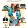 imageECOWISH Womens Casual Floral Zip Up Bomber Jacket Coat Lightweight Short Camo No Lining Outwear Tops Windbreaker with Pocket333green