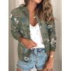 imageECOWISH Womens Casual Floral Zip Up Bomber Jacket Coat Lightweight Short Camo No Lining Outwear Tops Windbreaker with Pocket337army Green