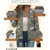 imageECOWISH Womens Casual Floral Zip Up Bomber Jacket Coat Lightweight Short Camo No Lining Outwear Tops Windbreaker with Pocket337army Green