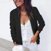 imageECOWISH Womens Casual Floral Zip Up Bomber Jacket Coat Lightweight Short Camo No Lining Outwear Tops Windbreaker with Pocket454black