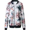 imageECOWISH Womens Casual Floral Zip Up Bomber Jacket Coat Lightweight Short Camo No Lining Outwear Tops Windbreaker with Pocket832 Blue