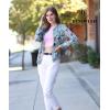 imageECOWISH Womens Casual Floral Zip Up Bomber Jacket Coat Lightweight Short Camo No Lining Outwear Tops Windbreaker with Pocket832 Green