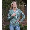 imageECOWISH Womens Casual Floral Zip Up Bomber Jacket Coat Lightweight Short Camo No Lining Outwear Tops Windbreaker with Pocket832 Green