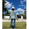 imageECOWISH Womens Casual Floral Zip Up Bomber Jacket Coat Lightweight Short Camo No Lining Outwear Tops Windbreaker with Pocket832 Green
