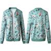 imageECOWISH Womens Casual Floral Zip Up Bomber Jacket Coat Lightweight Short Camo No Lining Outwear Tops Windbreaker with Pocket832 Green