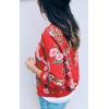 imageECOWISH Womens Casual Floral Zip Up Bomber Jacket Coat Lightweight Short Camo No Lining Outwear Tops Windbreaker with Pocket832 Red