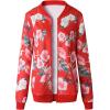 imageECOWISH Womens Casual Floral Zip Up Bomber Jacket Coat Lightweight Short Camo No Lining Outwear Tops Windbreaker with Pocket832 Red