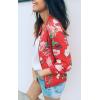 imageECOWISH Womens Casual Floral Zip Up Bomber Jacket Coat Lightweight Short Camo No Lining Outwear Tops Windbreaker with Pocket832 Red