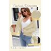 imageECOWISH Womens Casual Floral Zip Up Bomber Jacket Coat Lightweight Short Camo No Lining Outwear Tops Windbreaker with PocketSbeige