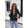 imageECOWISH Womens Casual Floral Zip Up Bomber Jacket Coat Lightweight Short Camo No Lining Outwear Tops Windbreaker with PocketSblack