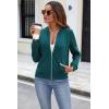 imageECOWISH Womens Casual Floral Zip Up Bomber Jacket Coat Lightweight Short Camo No Lining Outwear Tops Windbreaker with PocketSblue Green