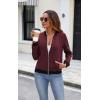 imageECOWISH Womens Casual Floral Zip Up Bomber Jacket Coat Lightweight Short Camo No Lining Outwear Tops Windbreaker with PocketSwine Red