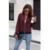 imageECOWISH Womens Casual Floral Zip Up Bomber Jacket Coat Lightweight Short Camo No Lining Outwear Tops Windbreaker with PocketSwine Red