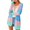 imageECOWISH Womens Cardigan Sweaters Fall Winter Knitted Rainbow Color Block Striped Cozy Kimono Long Sleeve Open Front PocketsMulticolored