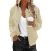 imageECOWISH Womens Casual Floral Zip Up Bomber Jacket Coat Lightweight Short Camo No Lining Outwear Tops Windbreaker with PocketSbeige