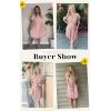 imageECOWISH Women Summer Mini Dress Short Puff Sleeve Flowy Short Dresses Casual A Line Chiffon Sundress Crew Neck Tie Dye PocketPink