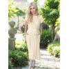imageECOWISH Summer Maxi Dress Women Cocktail Formal Wedding Guest Long Short Sleeve Pleated Dresses Empire Waist Crew Neck Slit30beige