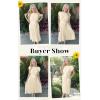 imageECOWISH Summer Maxi Dress Women Cocktail Formal Wedding Guest Long Short Sleeve Pleated Dresses Empire Waist Crew Neck Slit30beige