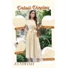 imageECOWISH Summer Maxi Dress Women Cocktail Formal Wedding Guest Long Short Sleeve Pleated Dresses Empire Waist Crew Neck Slit30beige