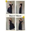imageECOWISH Summer Maxi Dress Women Cocktail Formal Wedding Guest Long Short Sleeve Pleated Dresses Empire Waist Crew Neck Slit42black