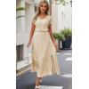 imageECOWISH Summer Maxi Dress Women Cocktail Formal Wedding Guest Long Short Sleeve Pleated Dresses Empire Waist Crew Neck Slit42champagne