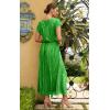 imageECOWISH Summer Maxi Dress Women Cocktail Formal Wedding Guest Long Short Sleeve Pleated Dresses Empire Waist Crew Neck SlitBrilliant Green