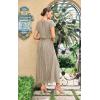 imageECOWISH Summer Maxi Dress Women Cocktail Formal Wedding Guest Long Short Sleeve Pleated Dresses Empire Waist Crew Neck SlitChampagne