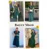 imageECOWISH Summer Maxi Dress Women Cocktail Formal Wedding Guest Long Short Sleeve Pleated Dresses Empire Waist Crew Neck SlitGreen