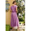 imageECOWISH Summer Maxi Dress Women Cocktail Formal Wedding Guest Long Short Sleeve Pleated Dresses Empire Waist Crew Neck SlitGrey Purple