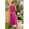 imageECOWISH Summer Maxi Dress Women Cocktail Formal Wedding Guest Long Short Sleeve Pleated Dresses Empire Waist Crew Neck SlitPink