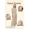 imageECOWISH Summer Maxi Dress Women Cocktail Formal Wedding Guest Long Short Sleeve Pleated Dresses Empire Waist Crew Neck SlitYellow