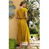 imageECOWISH Summer Maxi Dress Women Cocktail Formal Wedding Guest Long Short Sleeve Pleated Dresses Empire Waist Crew Neck SlitYellow
