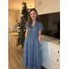 imageECOWISH Womens Midi Dress Summer Spring Short Sleeve Button Front Casual A Line Maxi Shirt Dresses with V Neck Pockets 202525gray Blue