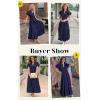imageECOWISH Womens Midi Dress Summer Spring Short Sleeve Button Front Casual A Line Maxi Shirt Dresses with V Neck Pockets 202525navy Blue