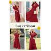 imageECOWISH Womens Midi Dress Summer Spring Short Sleeve Button Front Casual A Line Maxi Shirt Dresses with V Neck Pockets 202525red