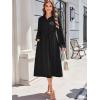 imageECOWISH Womens Midi Dress Summer Spring Short Sleeve Button Front Casual A Line Maxi Shirt Dresses with V Neck Pockets 202563black