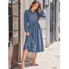 imageECOWISH Womens Midi Dress Summer Spring Short Sleeve Button Front Casual A Line Maxi Shirt Dresses with V Neck Pockets 202563gray Blue