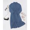 imageECOWISH Womens Midi Dress Summer Spring Short Sleeve Button Front Casual A Line Maxi Shirt Dresses with V Neck Pockets 202563gray Blue