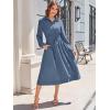imageECOWISH Womens Midi Dress Summer Spring Short Sleeve Button Front Casual A Line Maxi Shirt Dresses with V Neck Pockets 202563gray Blue