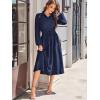 imageECOWISH Womens Midi Dress Summer Spring Short Sleeve Button Front Casual A Line Maxi Shirt Dresses with V Neck Pockets 202563navy Blue