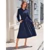 imageECOWISH Womens Midi Dress Summer Spring Short Sleeve Button Front Casual A Line Maxi Shirt Dresses with V Neck Pockets 202563navy Blue