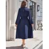 imageECOWISH Womens Midi Dress Summer Spring Short Sleeve Button Front Casual A Line Maxi Shirt Dresses with V Neck Pockets 202563navy Blue