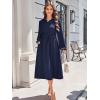 imageECOWISH Womens Midi Dress Summer Spring Short Sleeve Button Front Casual A Line Maxi Shirt Dresses with V Neck Pockets 202563navy Blue