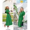 imageECOWISH Womens Midi Dress Summer Spring Short Sleeve Button Front Casual A Line Maxi Shirt Dresses with V Neck Pockets 2025Bright Green