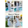 imageECOWISH Womens Midi Dress Summer Spring Short Sleeve Button Front Casual A Line Maxi Shirt Dresses with V Neck Pockets 2025Light Blue