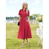 imageECOWISH Womens Midi Dress Summer Spring Short Sleeve Button Front Casual A Line Maxi Shirt Dresses with V Neck Pockets 2025Red