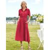 imageECOWISH Womens Midi Dress Summer Spring Short Sleeve Button Front Casual A Line Maxi Shirt Dresses with V Neck Pockets 2025Red
